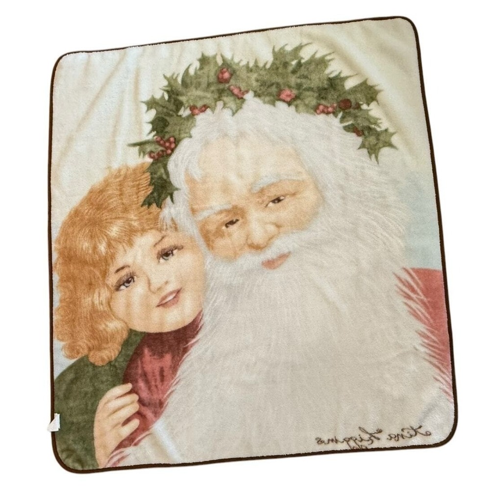 Tina Higgins Santa Child Fleece Throw Blanket Christmas Holiday Cozy Plush 56" - Picture 5 of 8